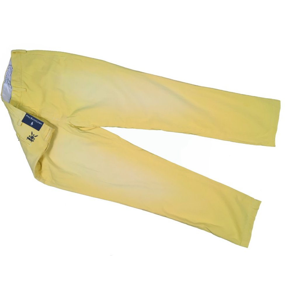 NEW Vintage Polo Ralph Lauren Chinos Pants! Faded Yellow Slim Gi Fit Crew Emblem